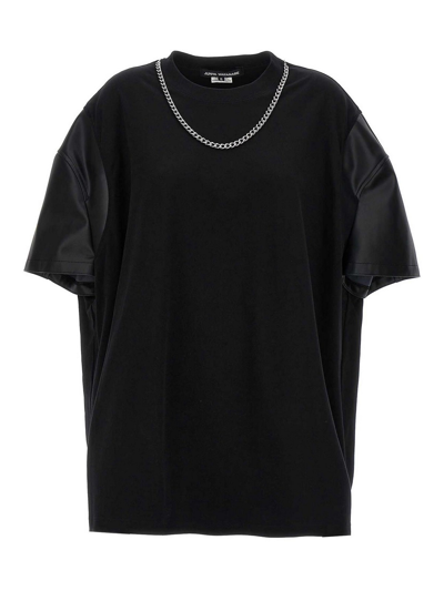 Junya Watanabe Eco-leather Sleeve T-shirt In Black