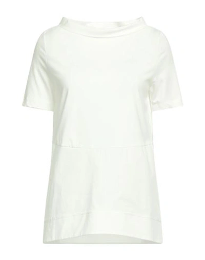 Alpha Studio Woman T-shirt Ivory Size 10 Cotton, Elastane In White