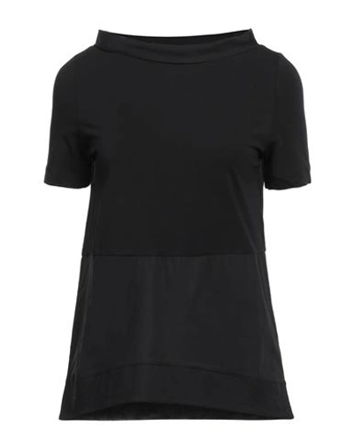 Alpha Studio Woman T-shirt Black Size 2 Cotton, Elastane