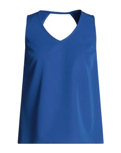 Her . Woman Top Blue Size 6 Polyester, Viscose, Elastane