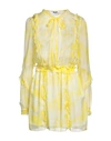 Msgm Woman Mini Dress Yellow Size 6 Silk