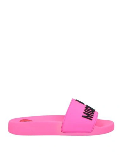 Love Moschino Woman Sandals Fuchsia Size 11 Pvc - Polyvinyl Chloride In Pink