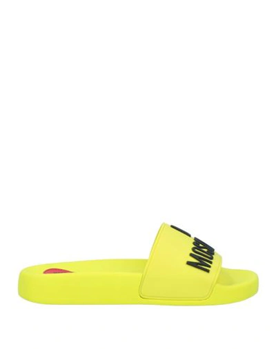 Love Moschino Woman Sandals Yellow Size 9 Textile Fibers