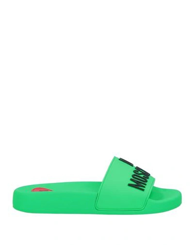 Love Moschino Woman Sandals Green Size 11 Pvc - Polyvinyl Chloride
