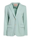 Twinset Woman Blazer Light Green Size 6 Cotton, Linen In Green