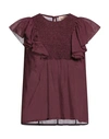 Même Road Woman Top Burgundy Size 8 Cotton In Red