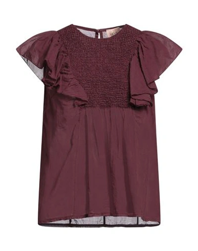 Même Road Woman Top Burgundy Size 8 Cotton In Red