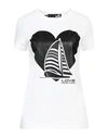 LOVE MOSCHINO LOVE MOSCHINO WOMAN T-SHIRT WHITE SIZE 8 COTTON, ELASTANE