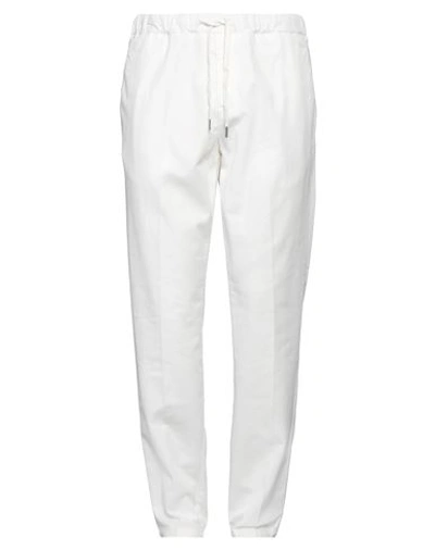 History Lab Man Pants White Size 38 Cotton, Linen, Elastane