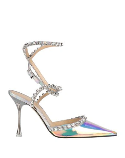 Mach&mach Mach & Mach Woman Pumps Silver Size 11 Soft Leather, Pvc - Polyvinyl Chloride