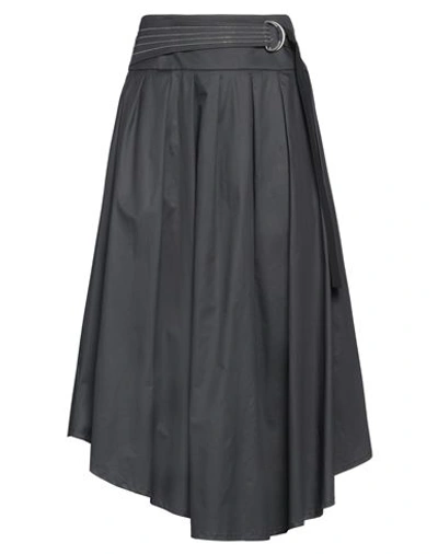 Peserico Woman Midi Skirt Lead Size 6 Cotton, Elastane In Grey