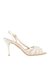 CHARLOTTE OLYMPIA CHARLOTTE OLYMPIA WOMAN SANDALS IVORY SIZE 10.5 TEXTILE FIBERS, LEATHER
