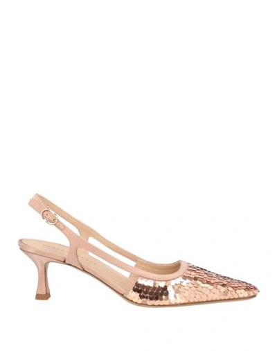 Roberto Festa Woman Pumps Light Brown Size 8 Textile Fibers In Beige
