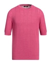 +39 Masq Man Sweater Magenta Size 46 Linen, Cotton In Magenta