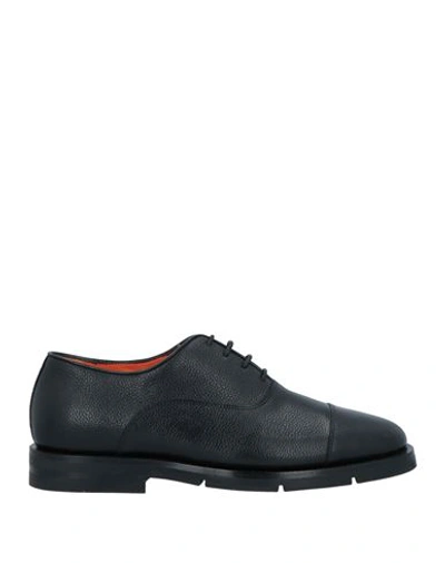 Santoni Man Lace-up Shoes Black Size 11 Leather