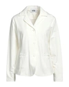 Alpha Studio Woman Blazer Ivory Size 10 Cotton, Elastane In White