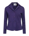 Alpha Studio Woman Blazer Purple Size 10 Cotton, Elastane