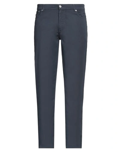 Trussardi Man Pants Navy Size 30 Cotton, Elastane In Navy Blue