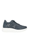 Baldinini Woman Sneakers Navy Blue Size 11 Leather In Navy Blue