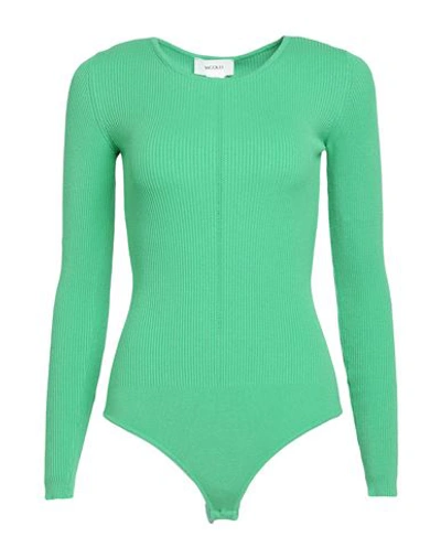 Vicolo Woman Bodysuit Green Size Onesize Viscose, Polyester