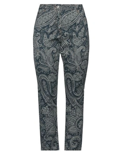 Etro Woman Pants Deep Teal Size 30 Cotton, Elastane In Green