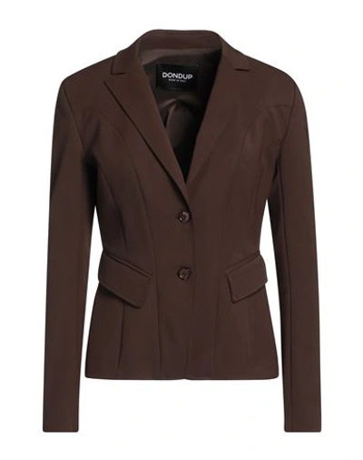 Dondup Woman Blazer Dark Brown Size 6 Polyester, Virgin Wool, Elastane