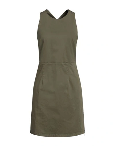 Department 5 Woman Mini Dress Military Green Size 6 Cotton, Elastane