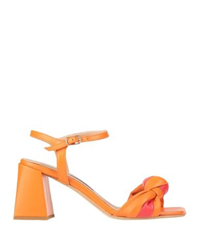 Chiarini Bologna Woman Sandals Orange Size 9 Soft Leather