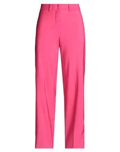 Seventy Sergio Tegon Woman Pants Fuchsia Size 12 Linen, Cotton, Elastane In Pink