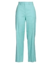 Seventy Sergio Tegon Woman Pants Turquoise Size 8 Linen, Cotton, Elastane In Blue