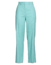 Shop Seventy Sergio Tegon Seventy Venezia Woman Pants Turquoise Size 4 Linen, Cotton, Elastane In Blue