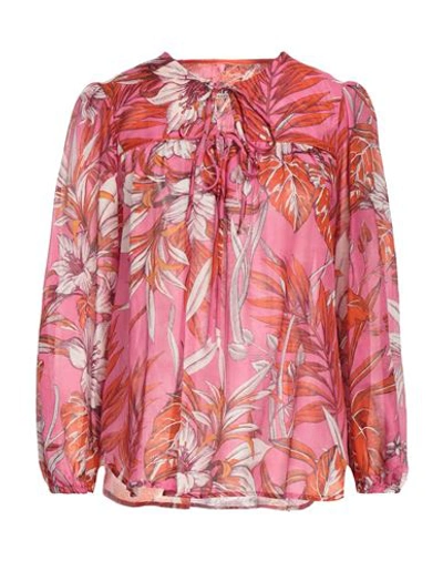 Shirtaporter Woman Top Fuchsia Size 8 Cotton, Silk In Pink