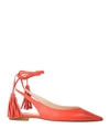 Prosperine Woman Ballet Flats Tomato Red Size 10 Soft Leather In Tomato Red