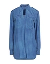 Dondup Woman Top Azure Size 6 Viscose, Modal, Silk In Blue
