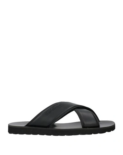 Baldinini Man Sandals Black Size 11 Calfskin In Black
