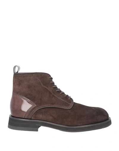 Santoni Man Ankle Boots Dark Brown Size 12 Leather