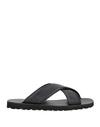 Baldinini Man Sandals Midnight Blue Size 13 Calfskin In Blue