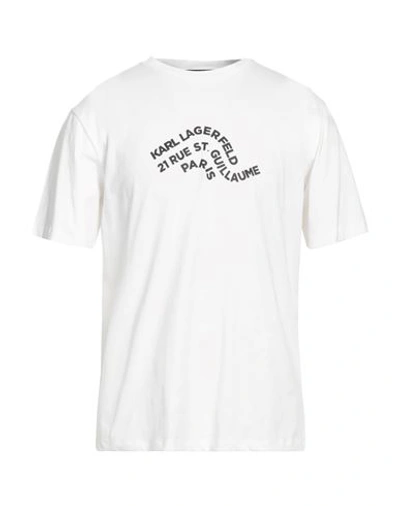 Karl Lagerfeld Man T-shirt White Size Xxl Organic Cotton