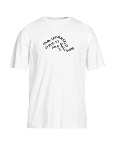 Karl Lagerfeld Man T-shirt White Size Xxl Organic Cotton In Bianco
