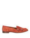 Baldinini Woman Loafers Rust Size 10 Leather In Red