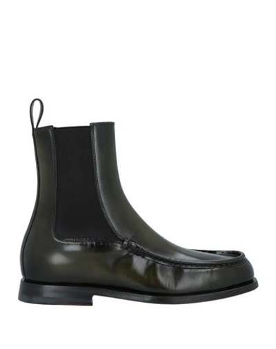 Santoni Woman Ankle Boots Dark Green Size 6 Soft Leather
