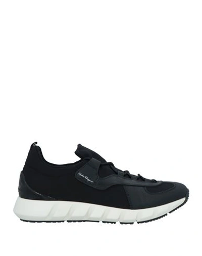 Ferragamo Man Sneakers Black Size 9 Textile Fibers, Soft Leather