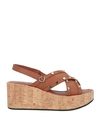 LOVE MOSCHINO LOVE MOSCHINO WOMAN SANDALS BROWN SIZE 8 CALFSKIN