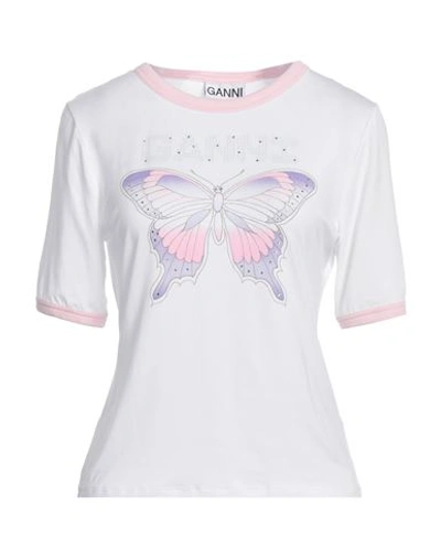 Ganni White Butterfly T-shirt In 151 Bright White