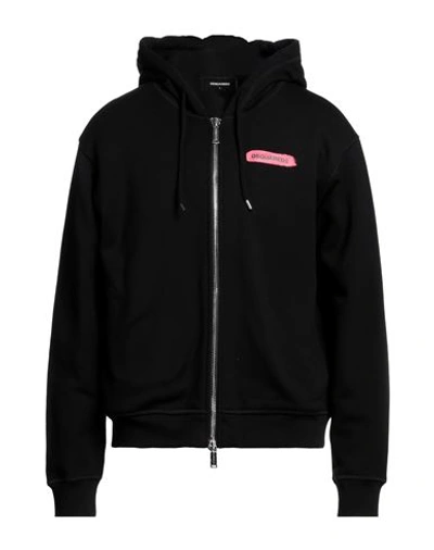 Dsquared2 Man Sweatshirt Black Size S Cotton, Elastane In Black