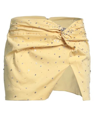 Des Phemmes Des_phemmes Woman Mini Skirt Yellow Size 4 Cotton, Elastane