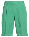 Pt Torino Man Shorts & Bermuda Shorts Green Size 36 Lyocell, Linen, Cotton