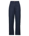 Red Quintessence Woman Pants Navy Size 8 Cotton, Linen In Navy Blue