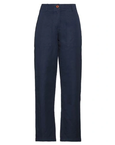 Red Quintessence Woman Pants Navy Size 8 Cotton, Linen In Navy Blue