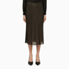 VINCE VINCE BLACK AND BEIGE VISCOSE MIDI SKIRT